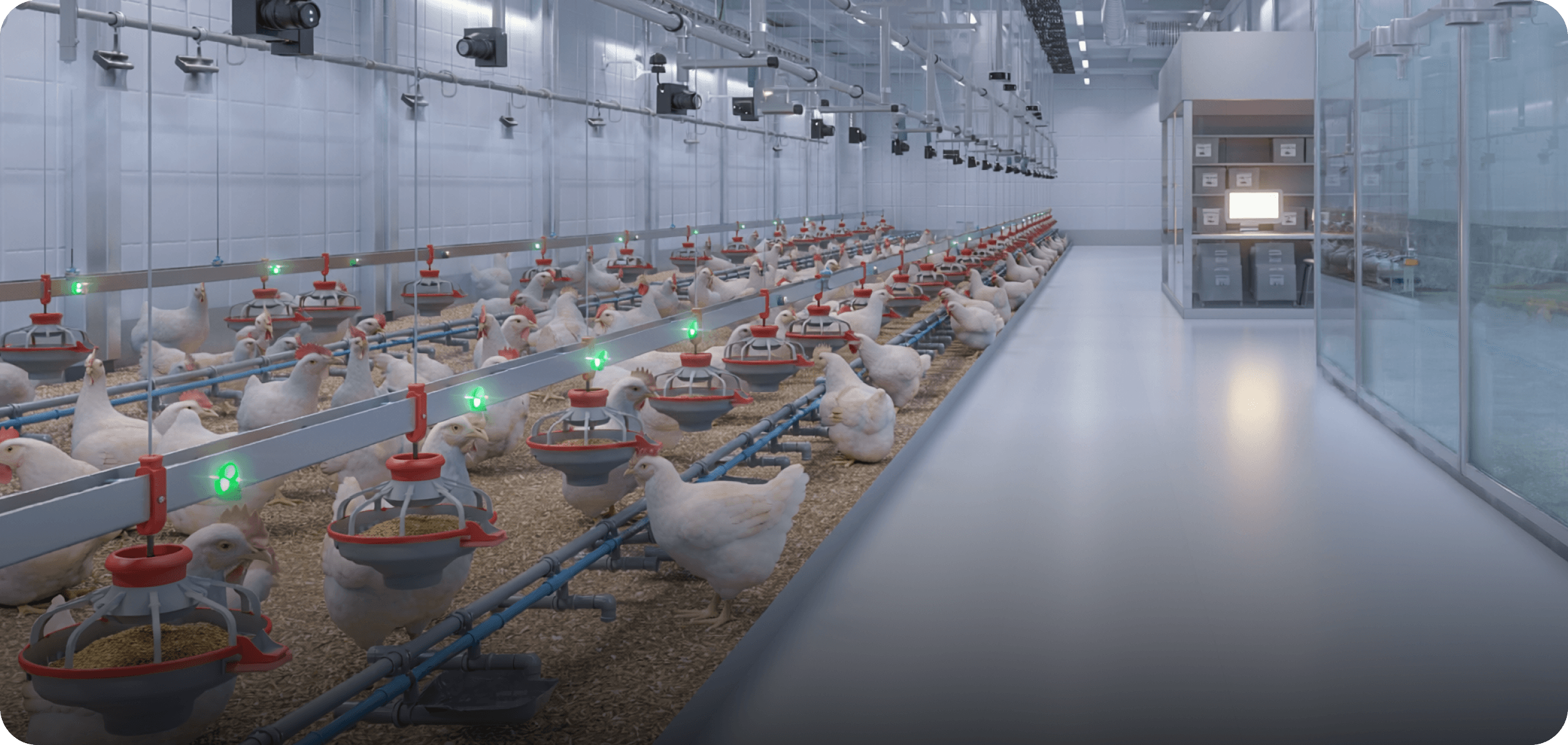 Smart poultry facility with connected farm monitoring