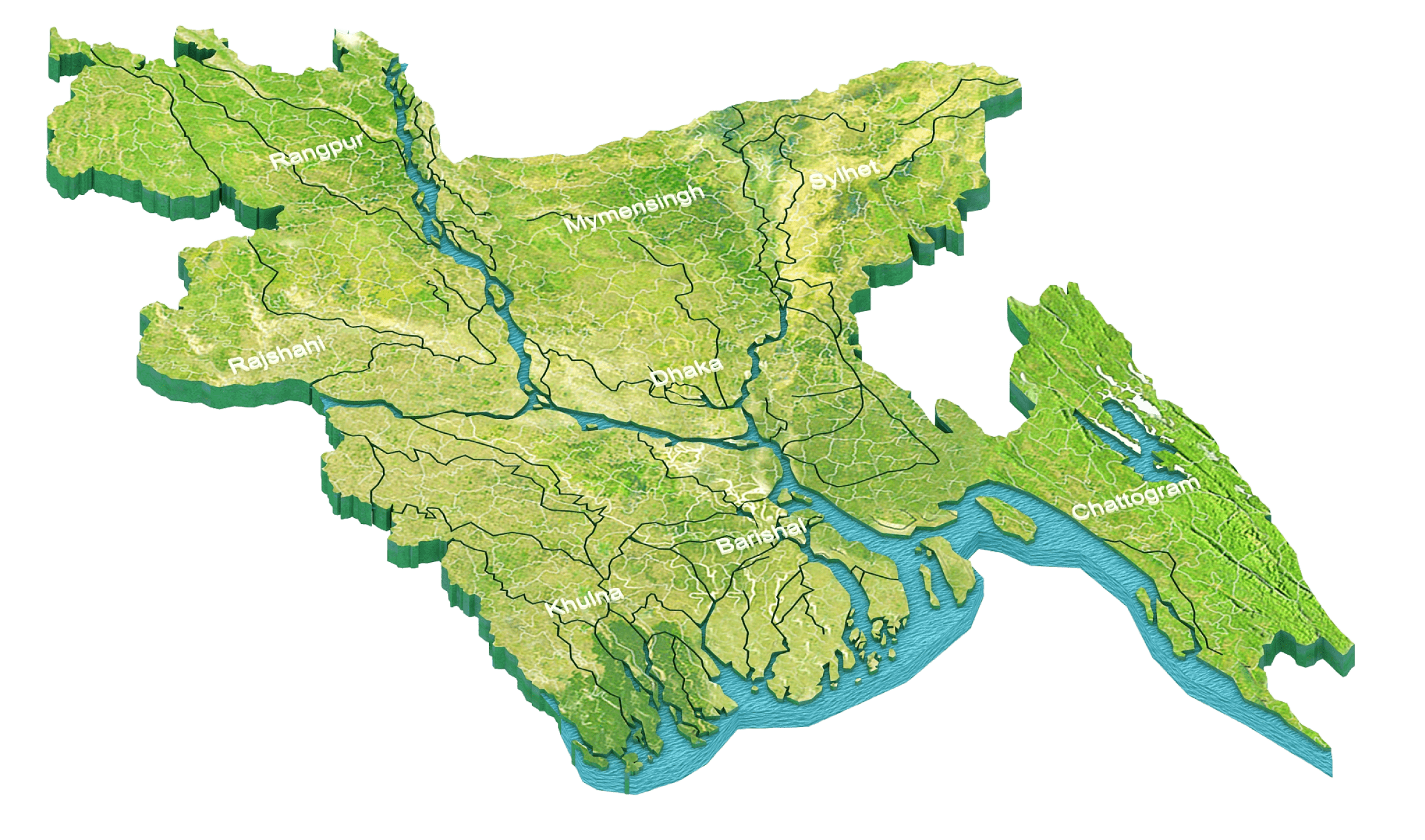 Map of Bangladesh showing Agrigate active districts